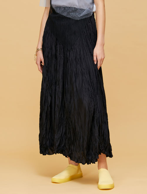 Falda de seda con textura arrugada, azul noche - Max&Co.