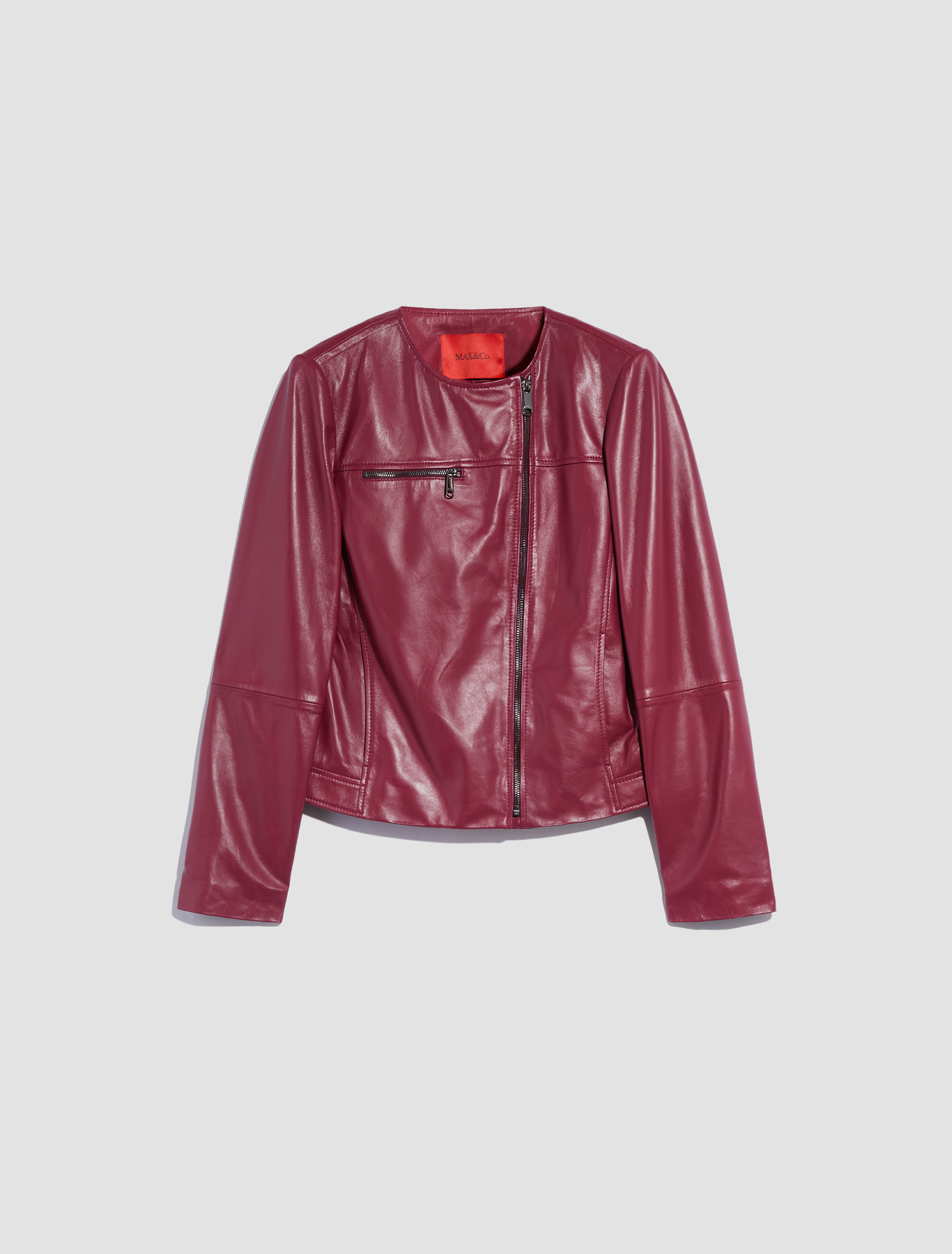 Nappa Leather Jacket Burgundy Max Co
