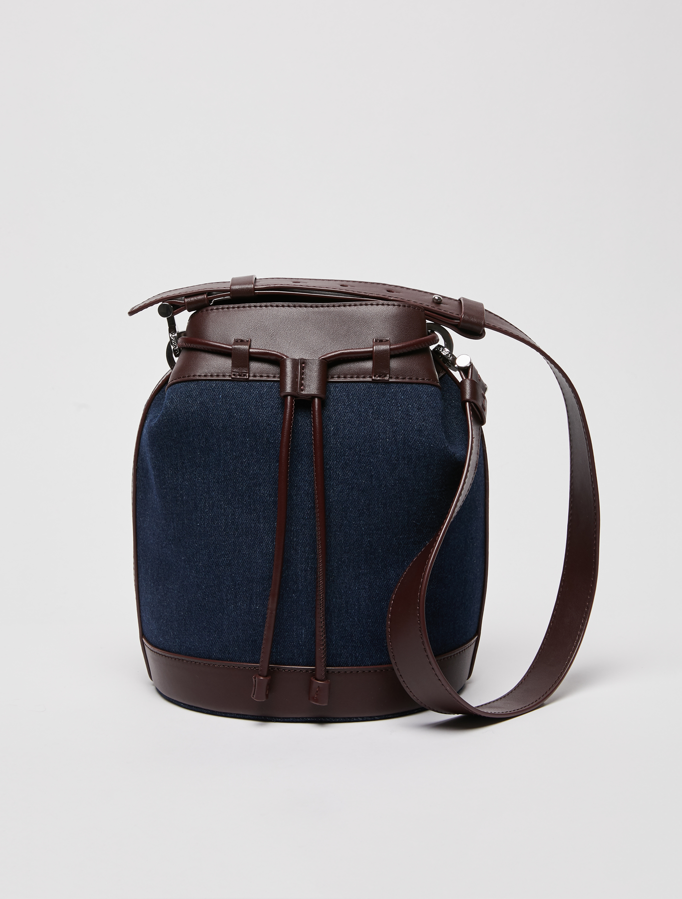 Secchiello di pelle e denim, bluette - Max\u0026Co.