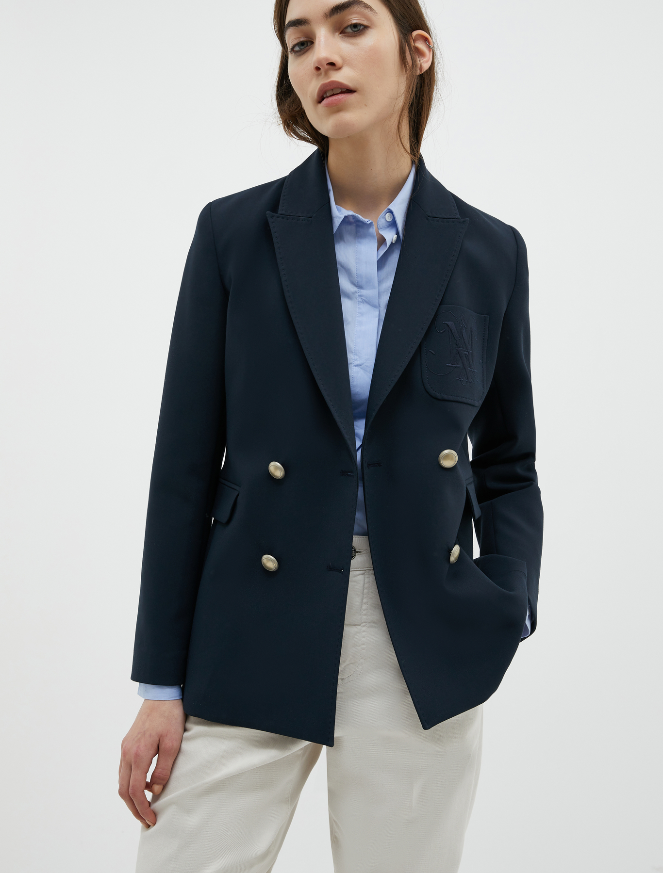 Monogram blazer, navy blue - Max\u0026Co.