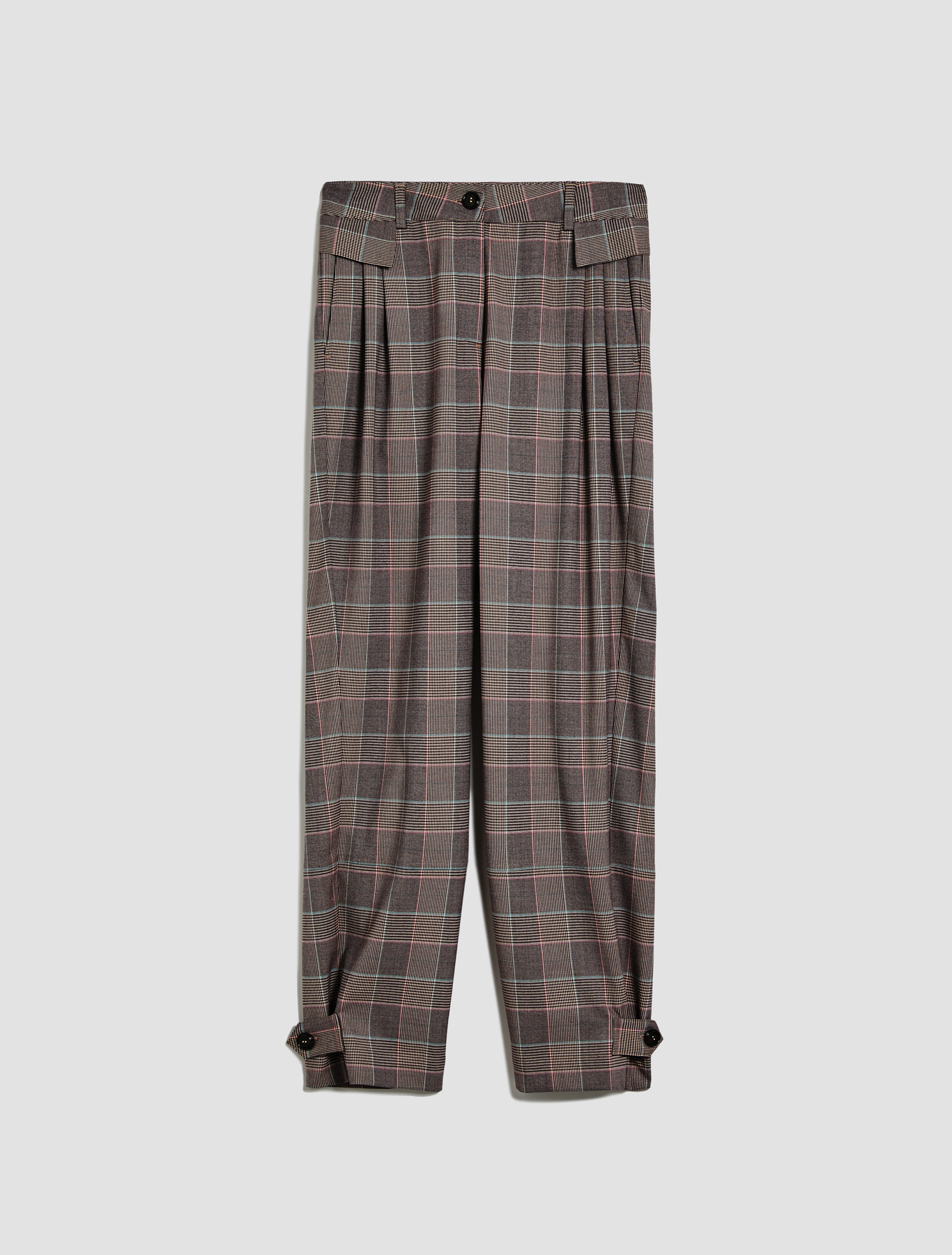 Patterned wide-leg trousers, beige 