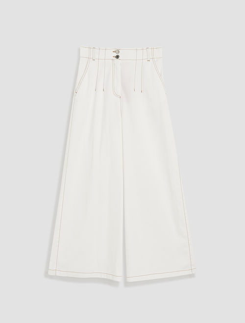 Pantaloni ampi in cotone, bianco ottico - Max\u0026Co.