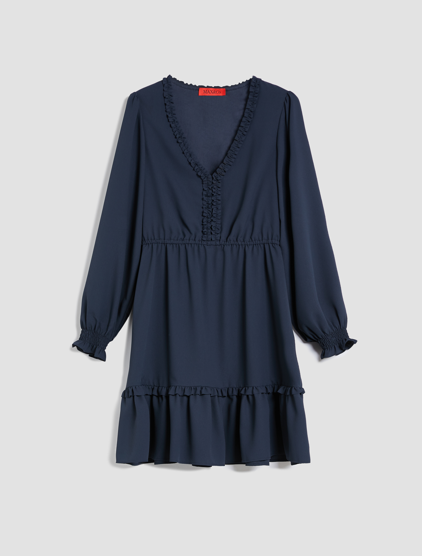 V-neck ruffle dress, air force blue 