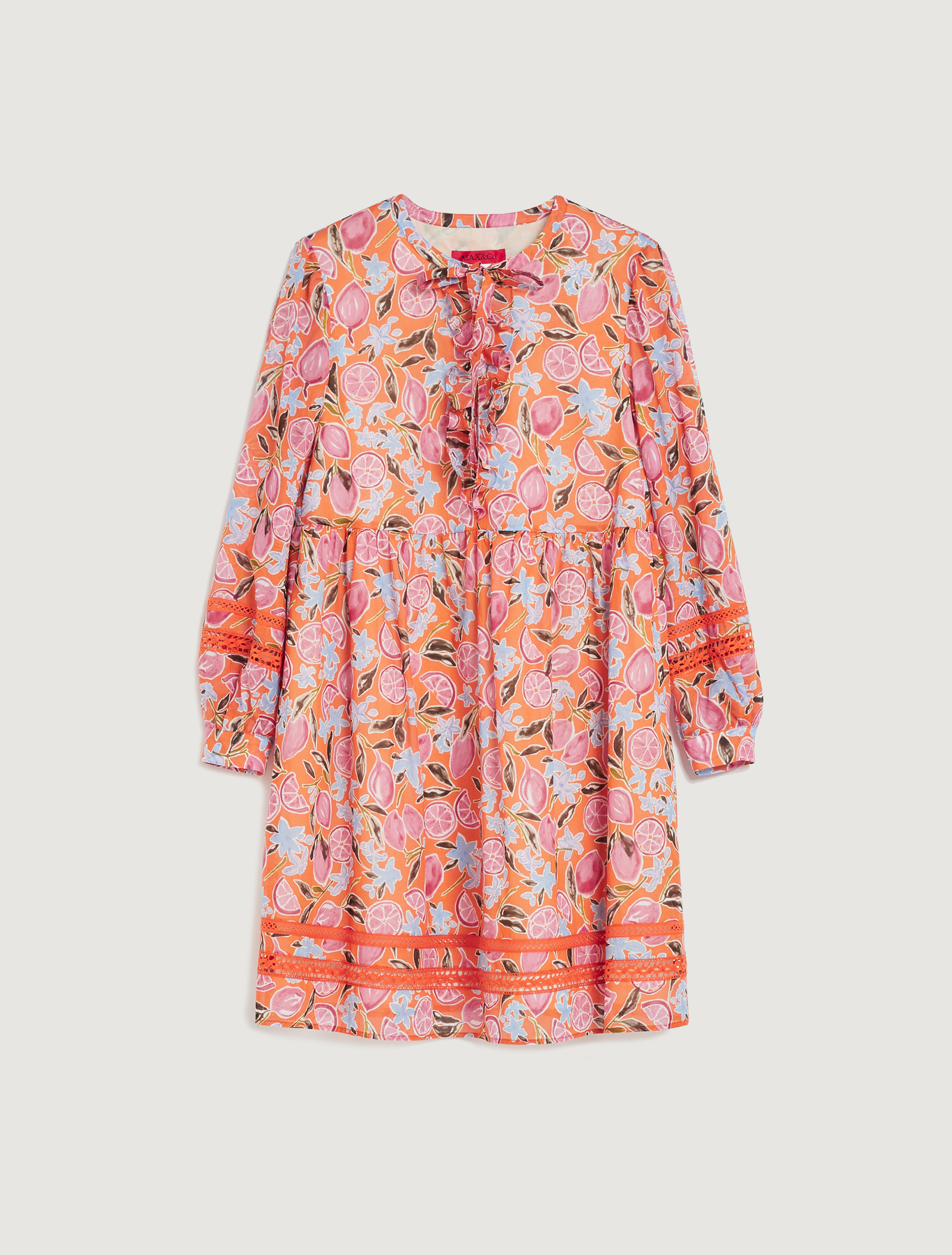 lace detailing, orange pattern - Max\u0026Co 