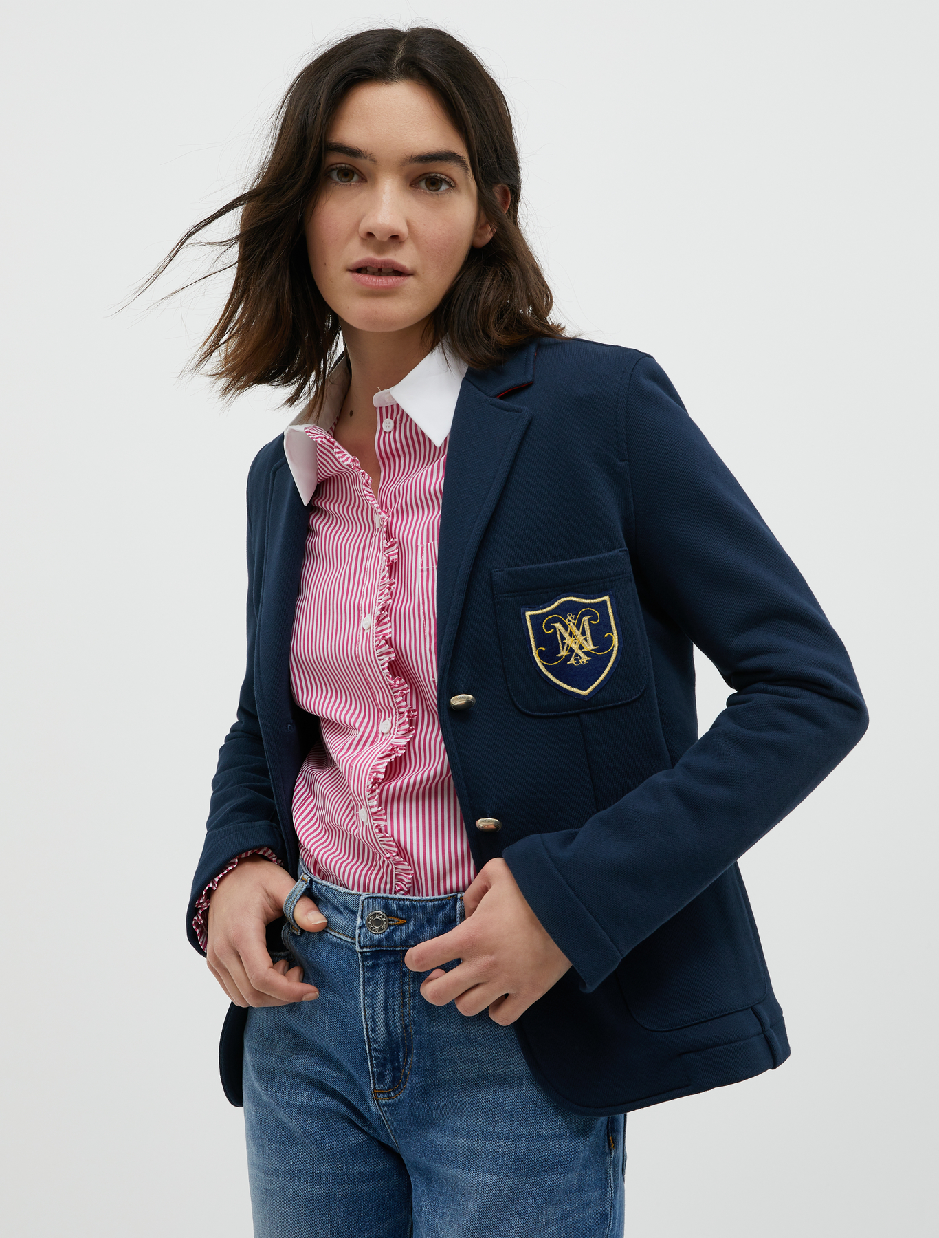 blazer with sweatshirt