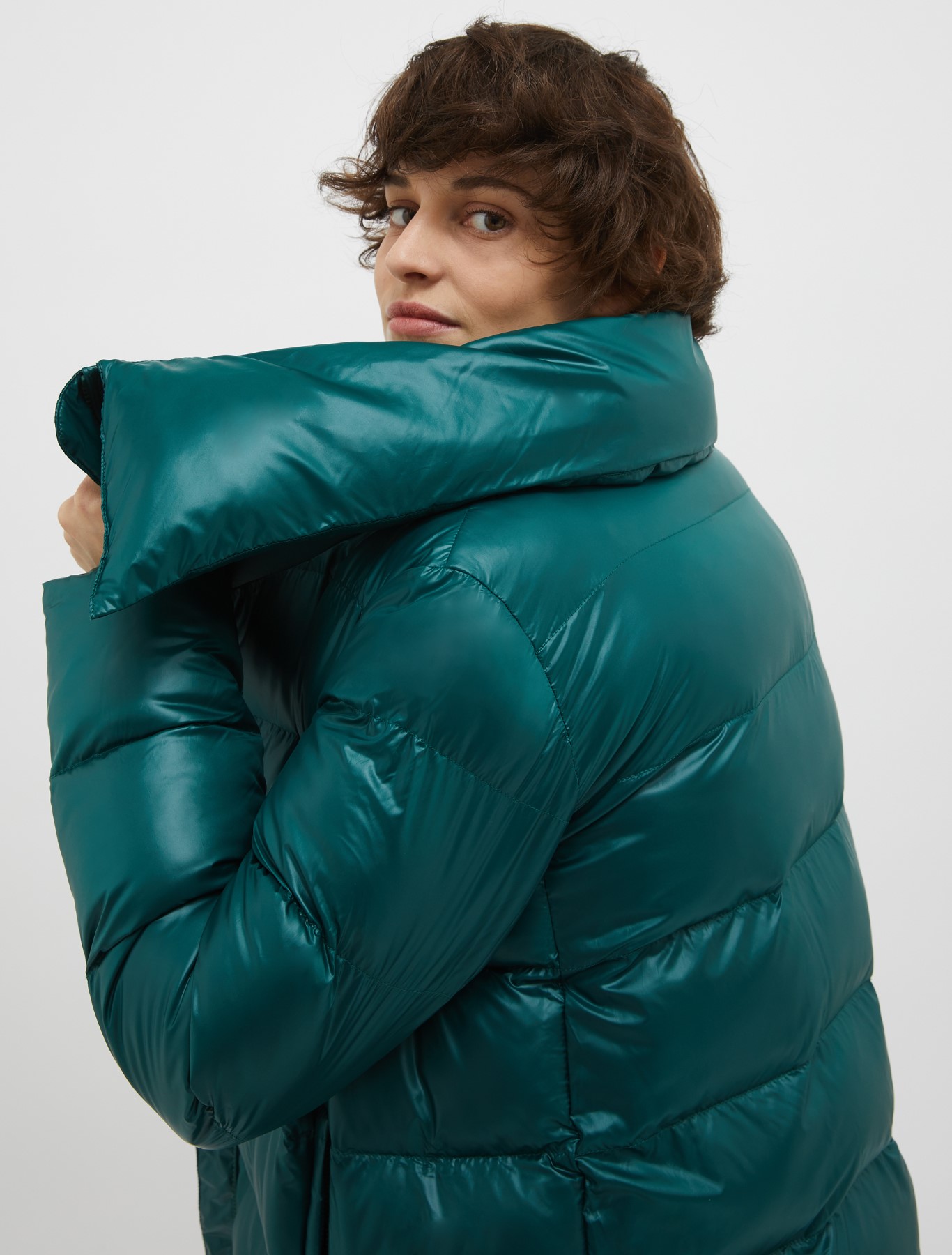 Waxed taffeta puffer jacket, dark green 
