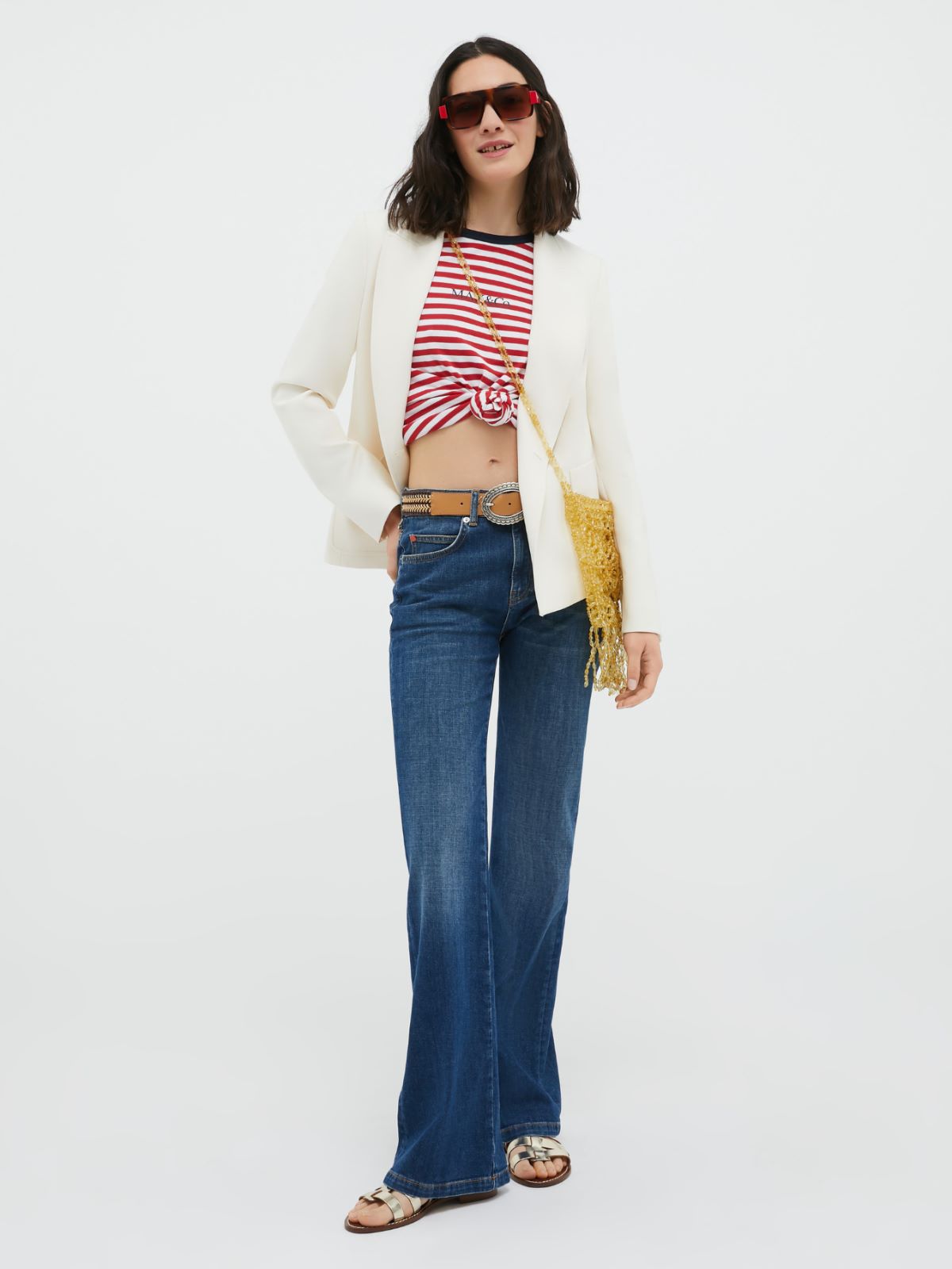 Double-breasted canvas blazer - ivory - MAX&Co. - 4