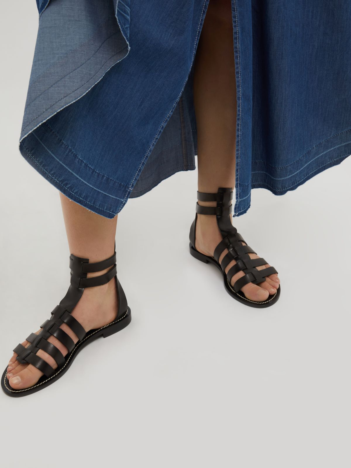 Sandales spartiates en cuir - noir - MAX&Co.