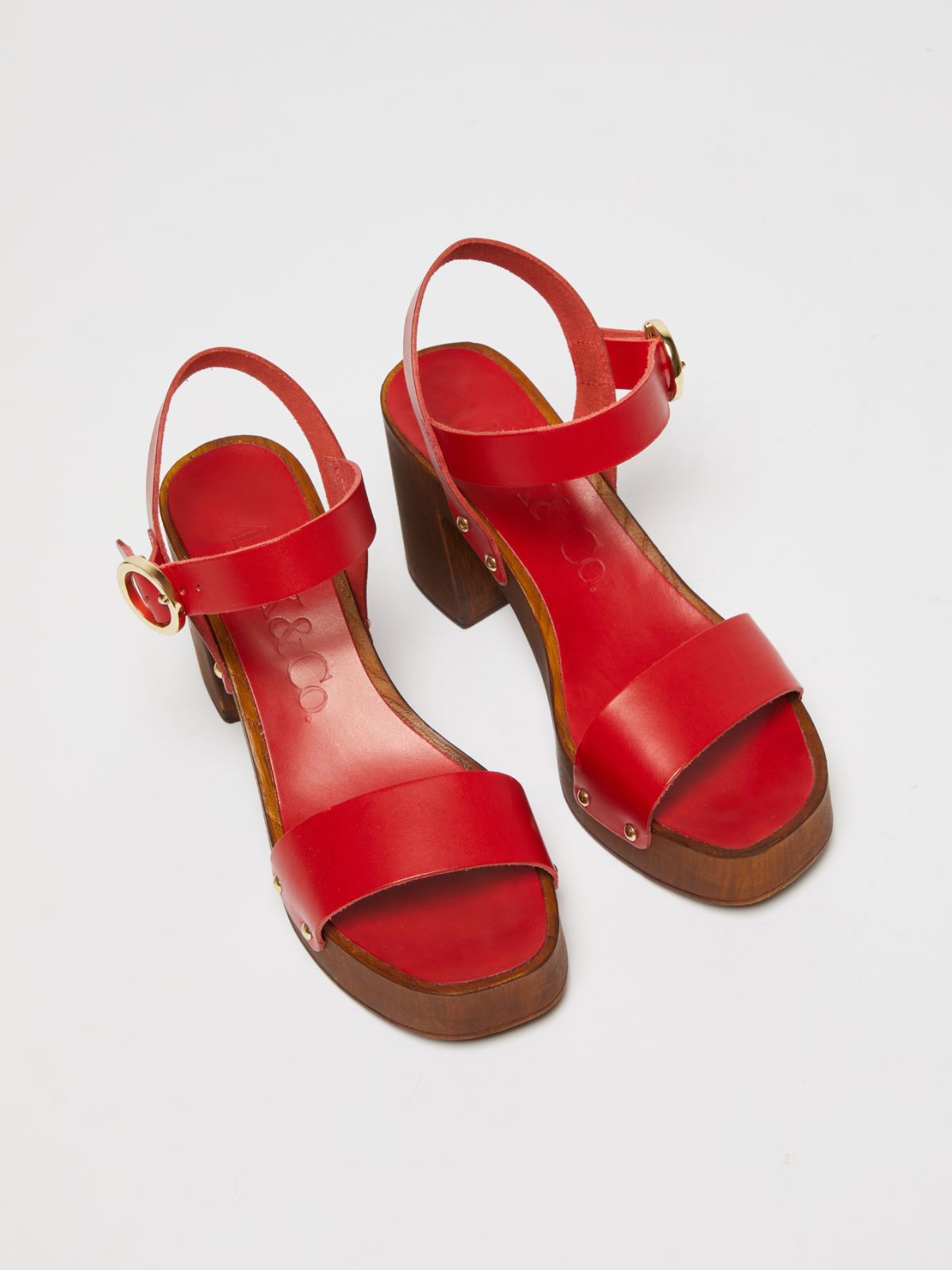Heeled leather clogs - red - MAX&Co. - 3
