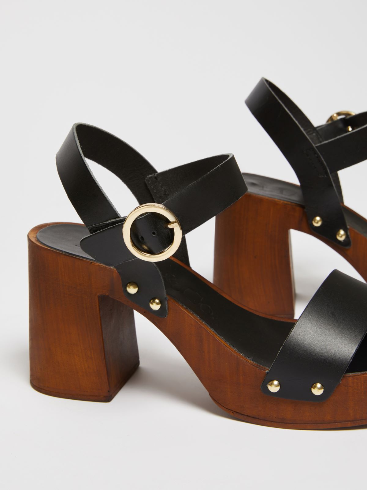 Heeled leather clogs - black - MAX&Co. - 4