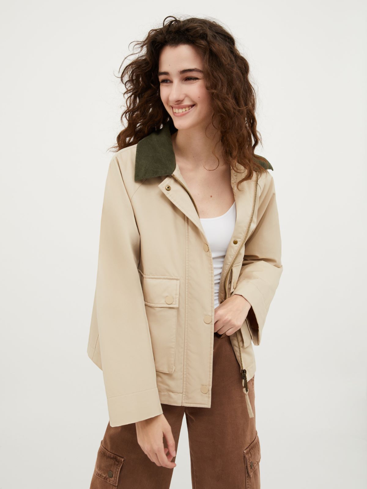 Jacke aus technischem Gabardine, beige | MAX&Co
