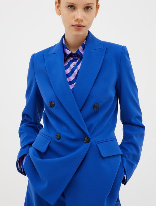 Blazer con cierre cruzado de doble botón en sarga - azulòn - MAX&Co.