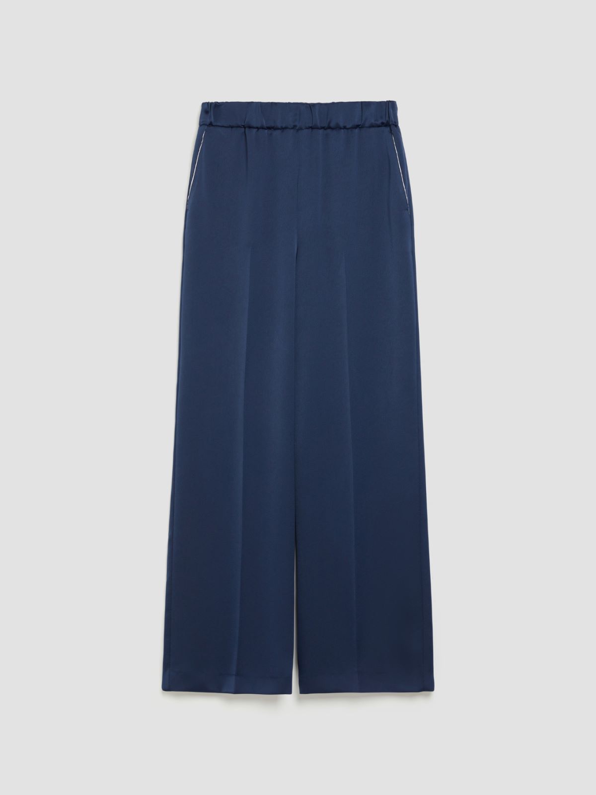 Wide envers-satin trousers - navy blue - MAX&Co.