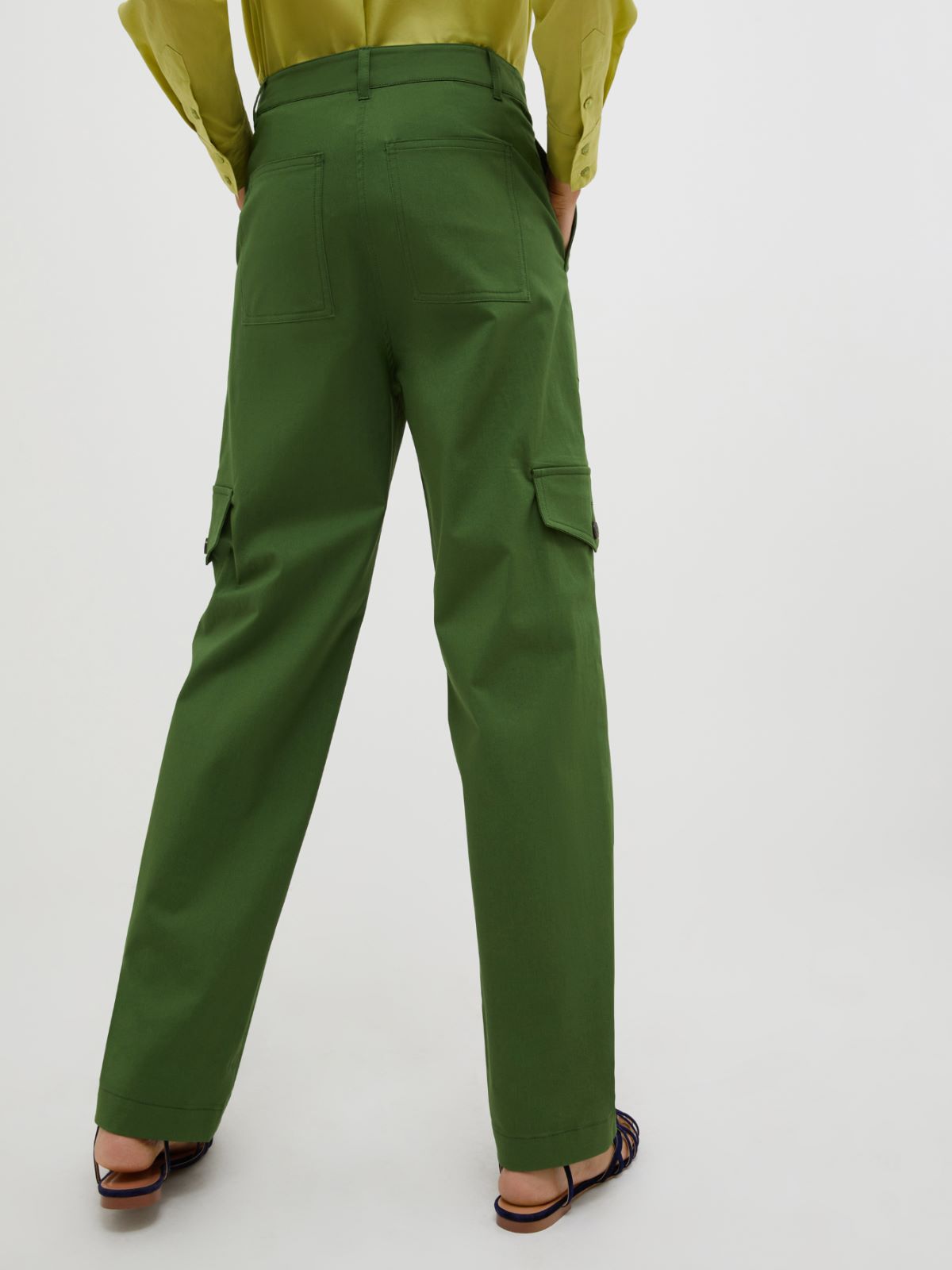Cotton-gabardine cargo trousers - moss green - MAX&Co. - 2