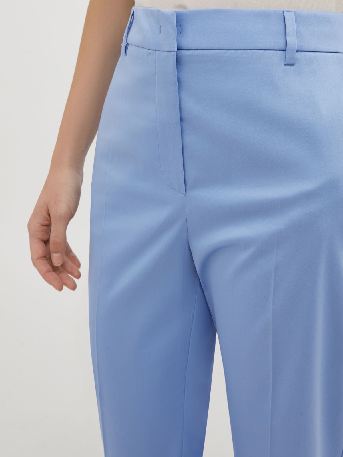 Pantalón de satén de algodón - azul claro - MAX&Co. - 3