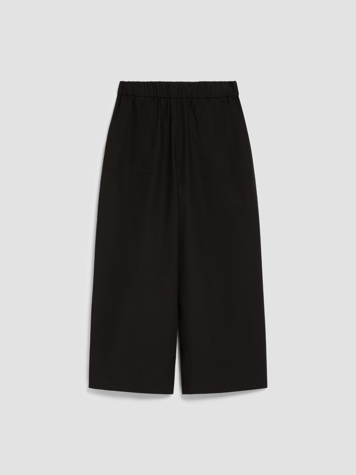 Wide cotton-poplin trousers - black - MAX&Co.