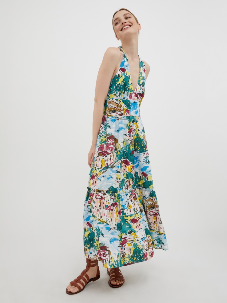 Cotton poplin sundress - light blue pattern - MAX&Co.