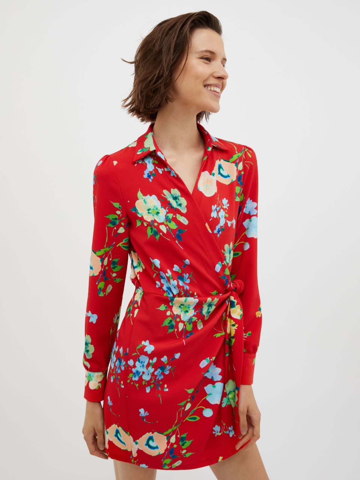 Floral sablé wrap dress - red pattern - MAX&Co. - 6