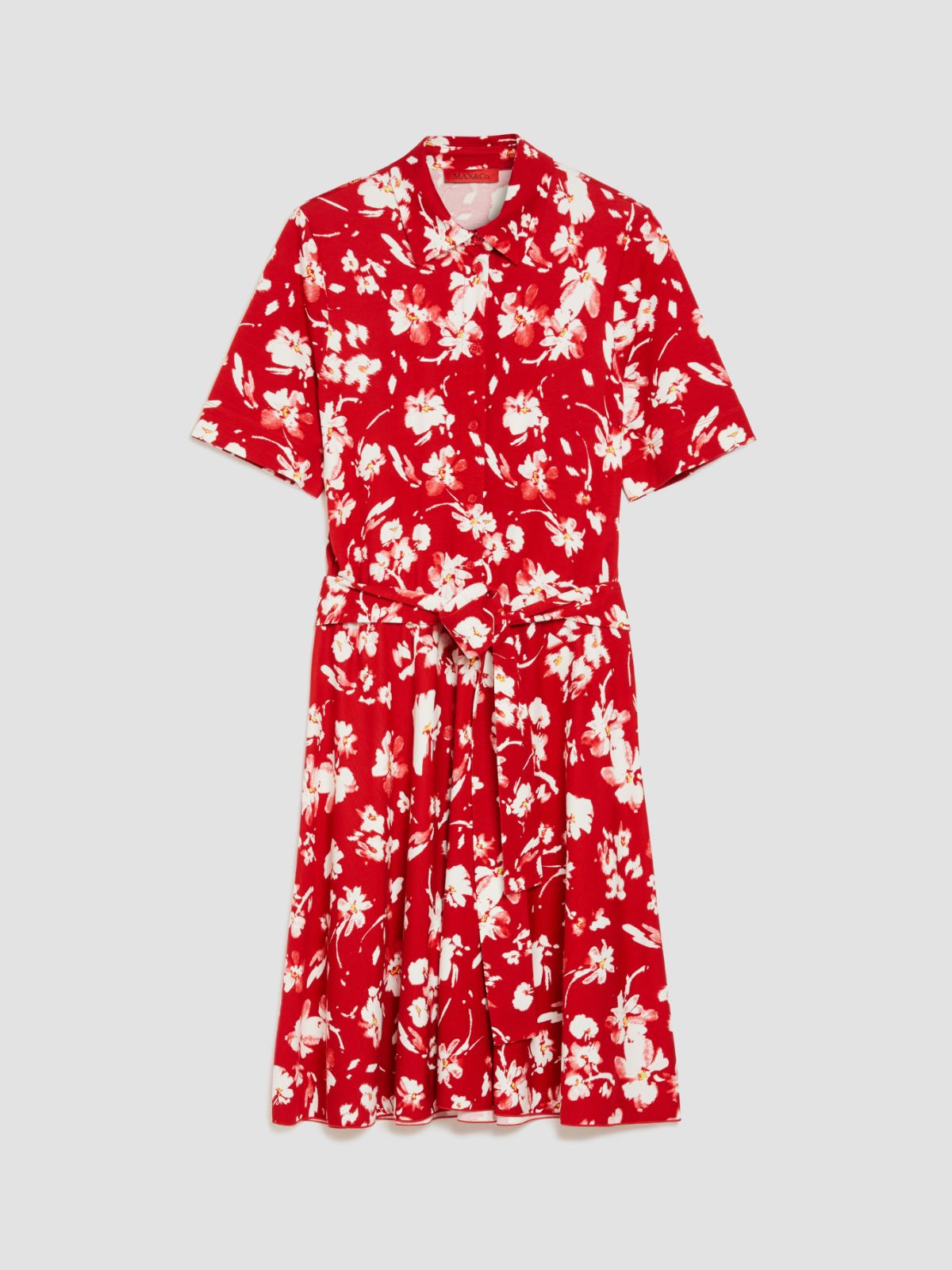 Floral-print jersey shirt dress - red - MAX&Co.
