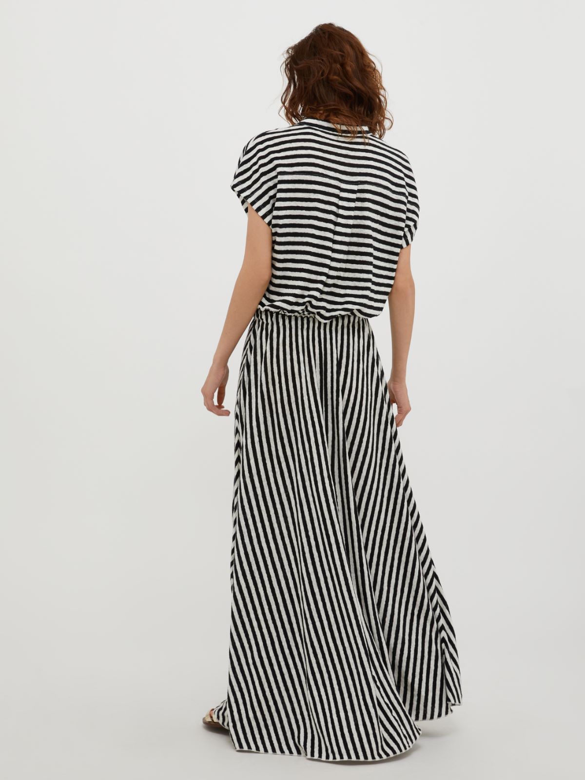 Kleid aus Leinen- und Baumwolljersey - schwarzes Muster - MAX&Co. - 2