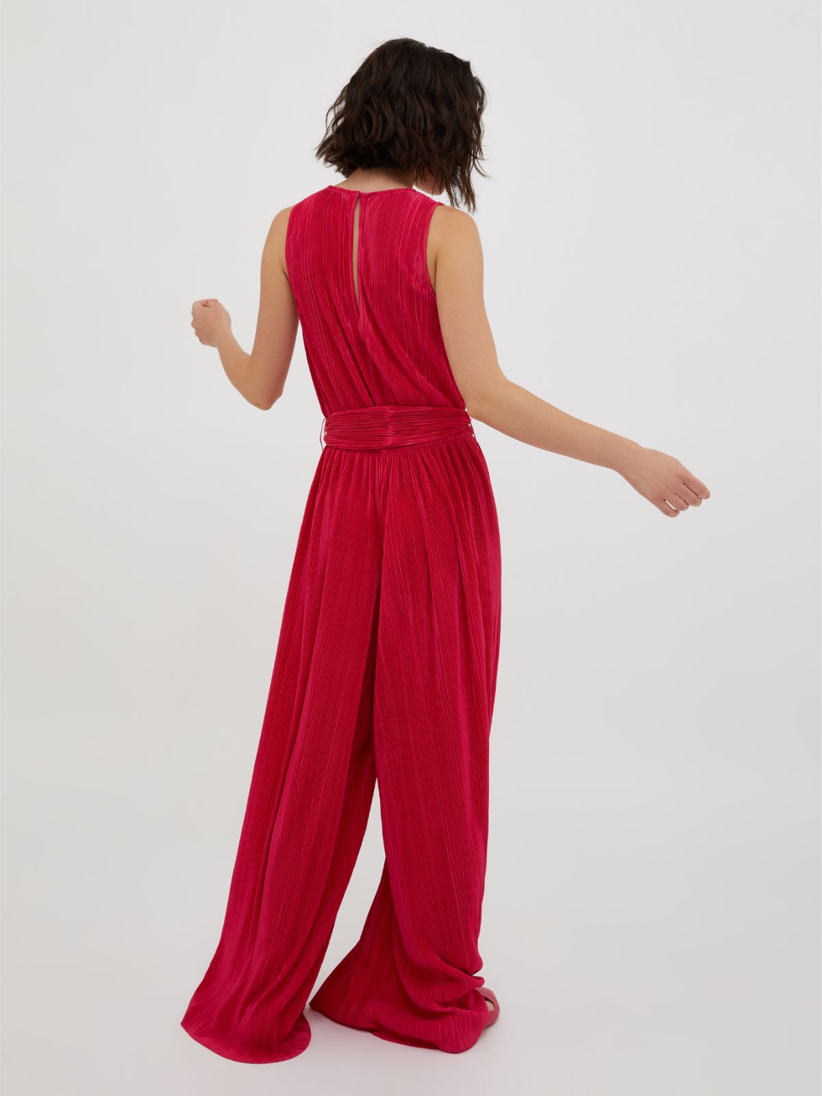 Micro-pleated jersey jumpsuit - red - MAX&Co. - 2