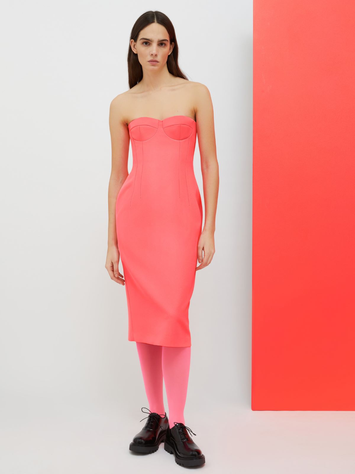 De-Coated with Anna Dello Russo bustier midi dress - Shocking Pink - MAX&Co. - 6