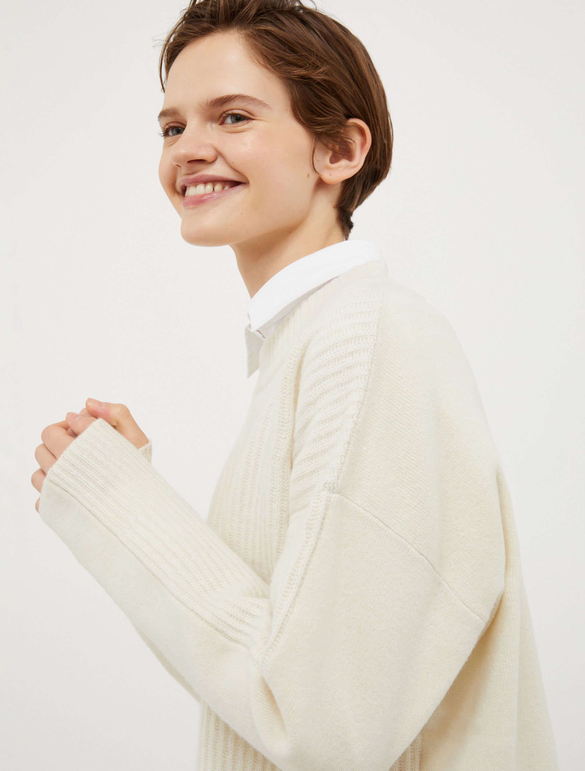 Pullover aus Techno-Wolle mit Rundhalsausschnitt, weiss | Max&Co. Pullover aus Techno-Wolle mit Rundhalsausschnitt - weiss - MAX&Co. - 3