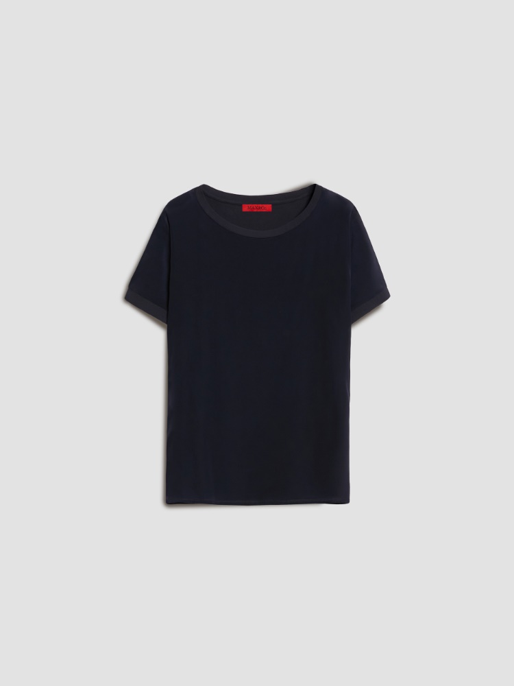 Silk and jersey T-shirt - navy blue - MAX&Co.