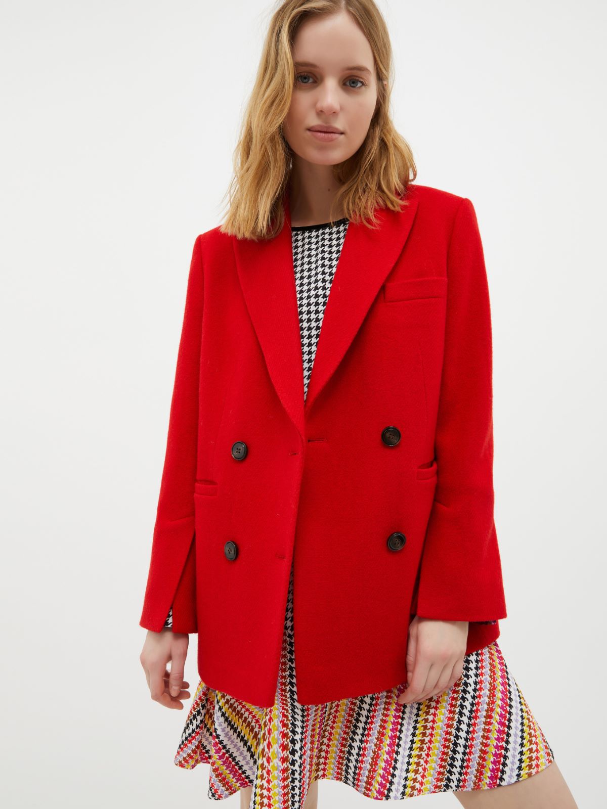 Double-breasted wool-blend blazer - red - MAX&Co. - 6