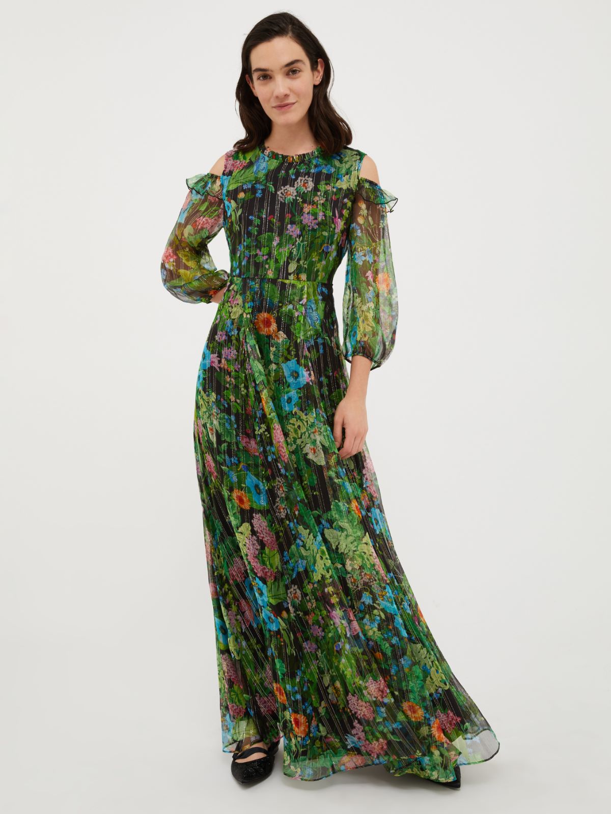 Silk-crepon maxi dress - black pattern - MAX&Co. - 6