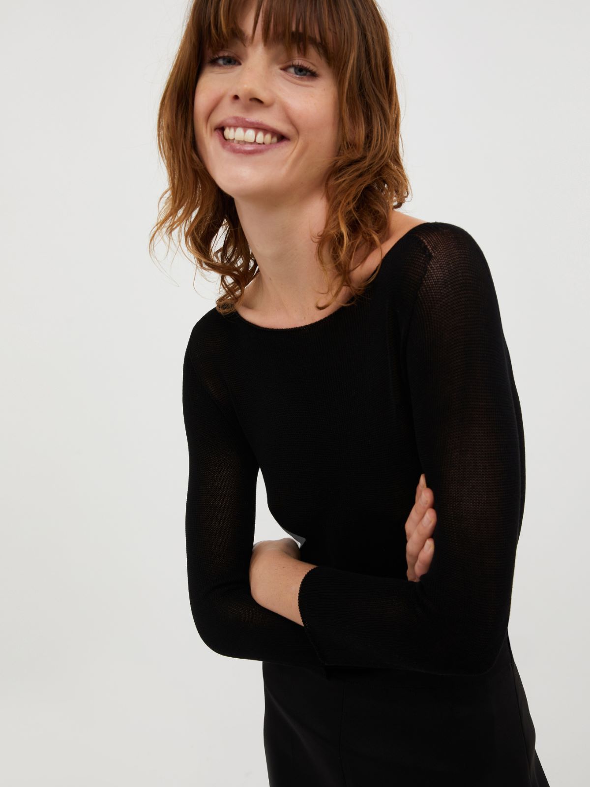 Boat-neck knitted jumper - black - MAX&Co. - 6