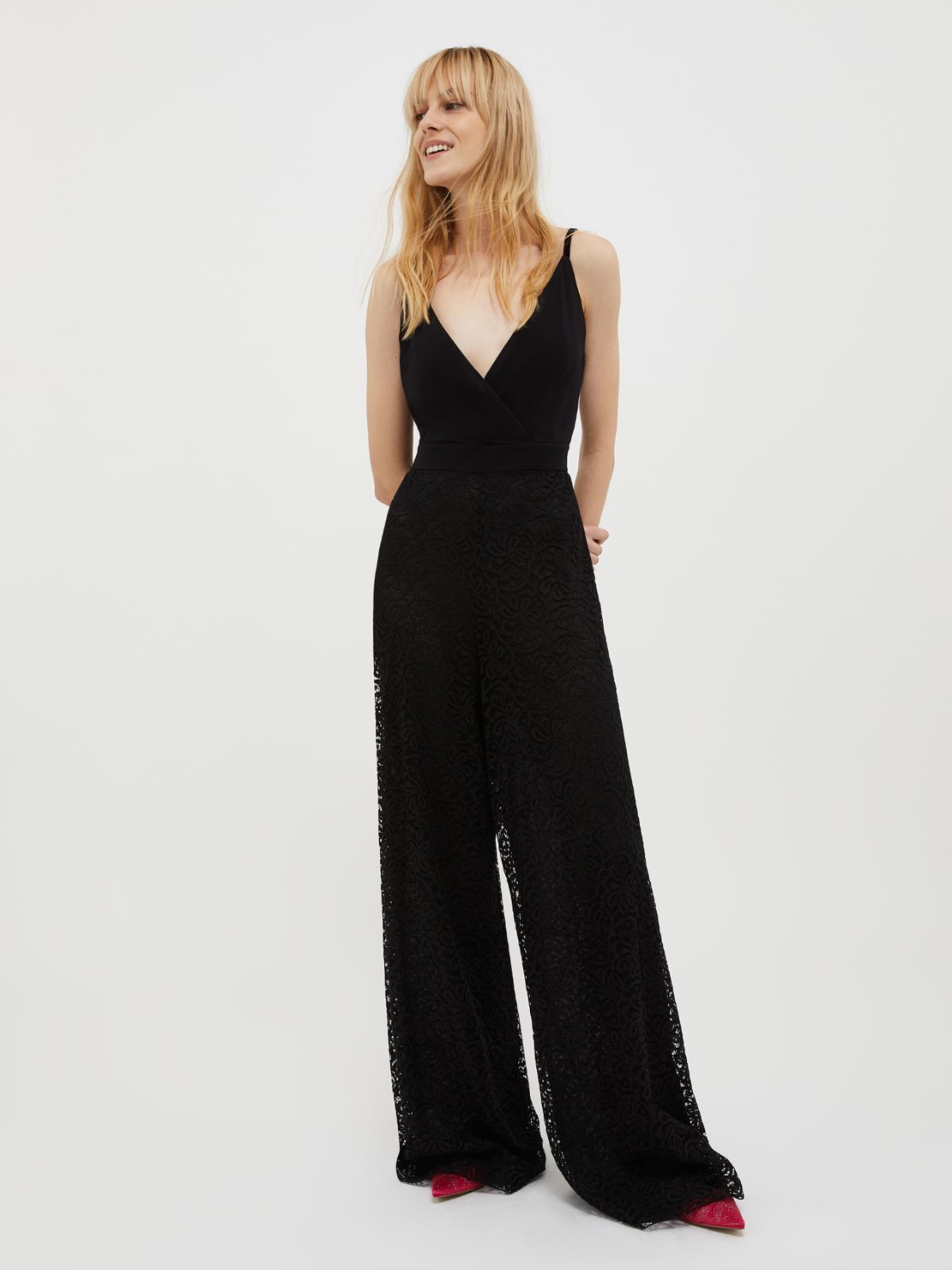 Jumpsuit aus Spitzen-Jersey - schwarz - MAX&Co.