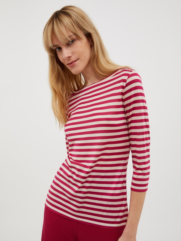Silk-jersey T-shirt - burgundy - MAX&Co.