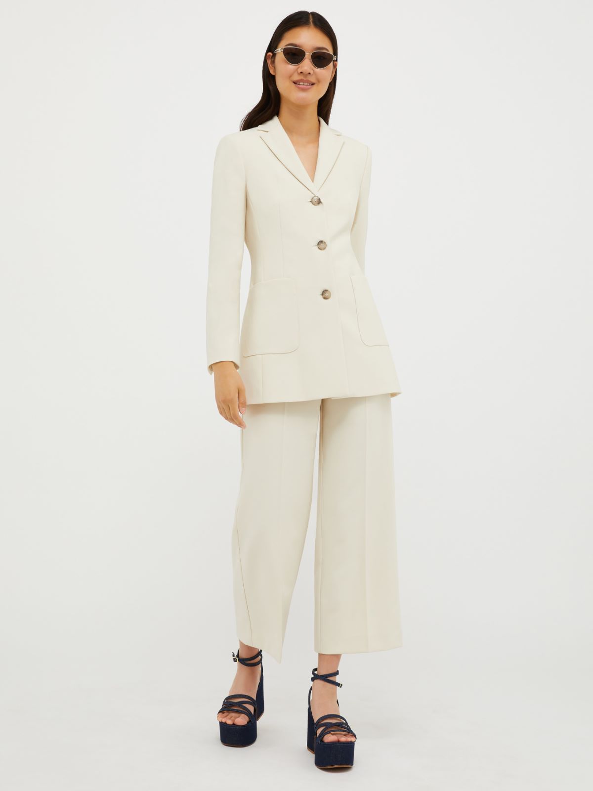 Cropped-Hose mit weichem Fall, elfenbeinfarben | MAX&Co