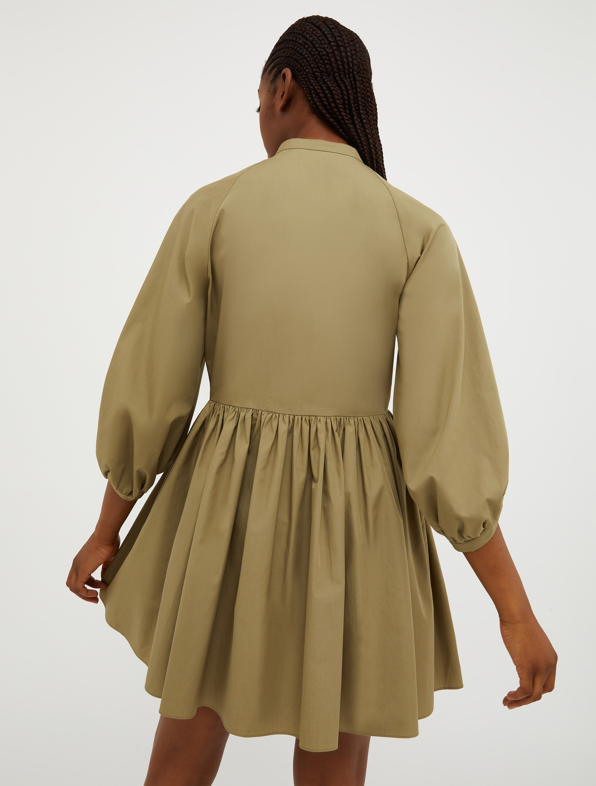 Hemdblusenkleid aus Baumwollpopeline, khaki | MAX&Co 