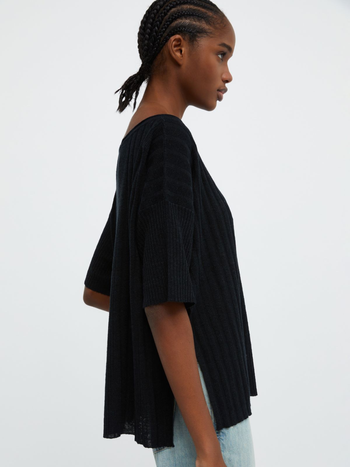 Pullover aus Leinen und Lyocell, schwarz | MAX&Co 