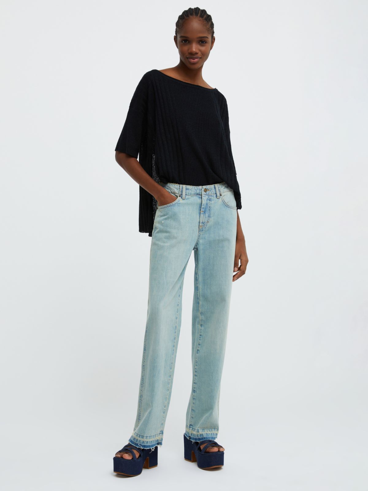 Pullover aus Leinen und Lyocell, schwarz | MAX&Co 