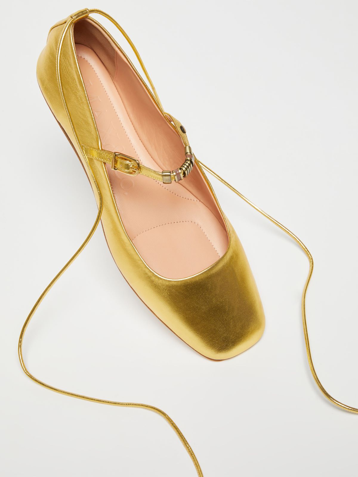 Laminated leather ballet flats, gold MAX&Co.