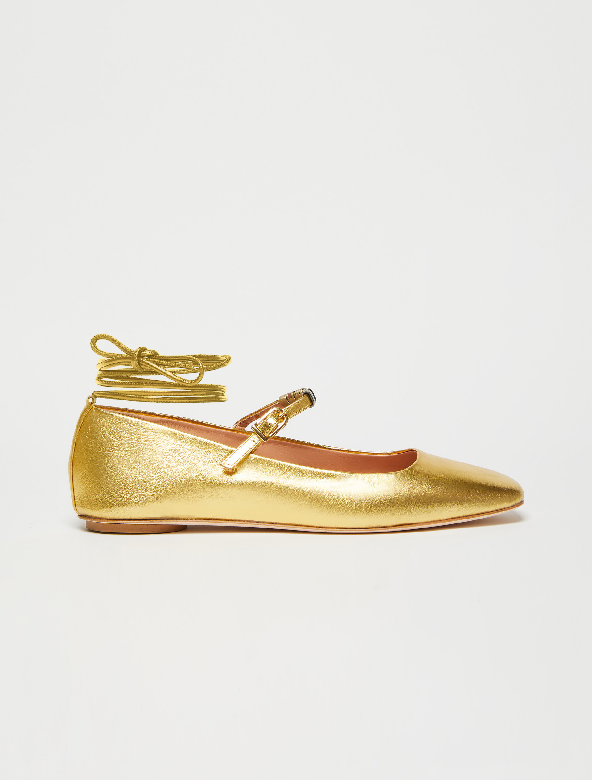 Laminated leather ballet flats, gold MAX&Co.
