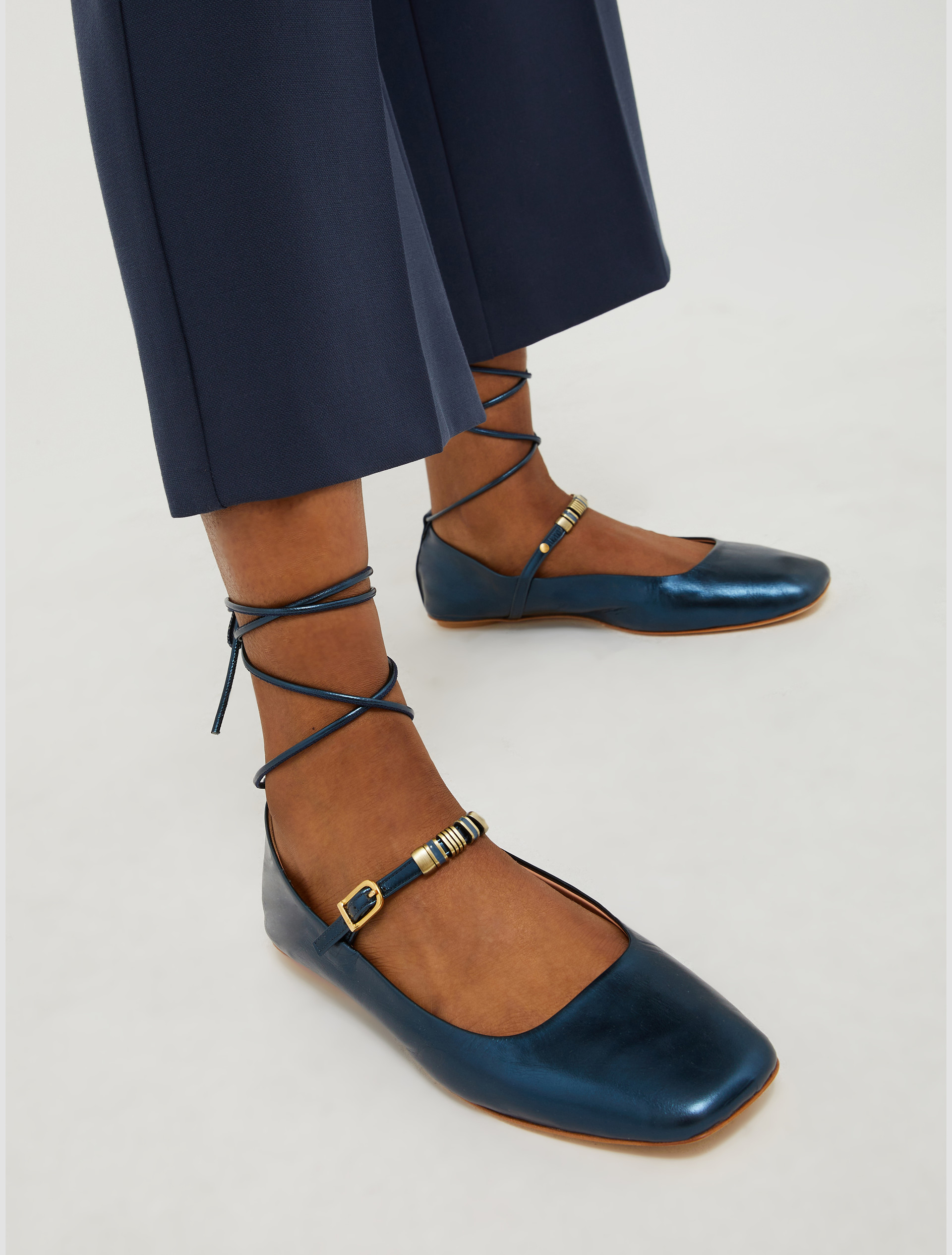Ballerinas aus laminiertem Leder, blau | MAX&Co