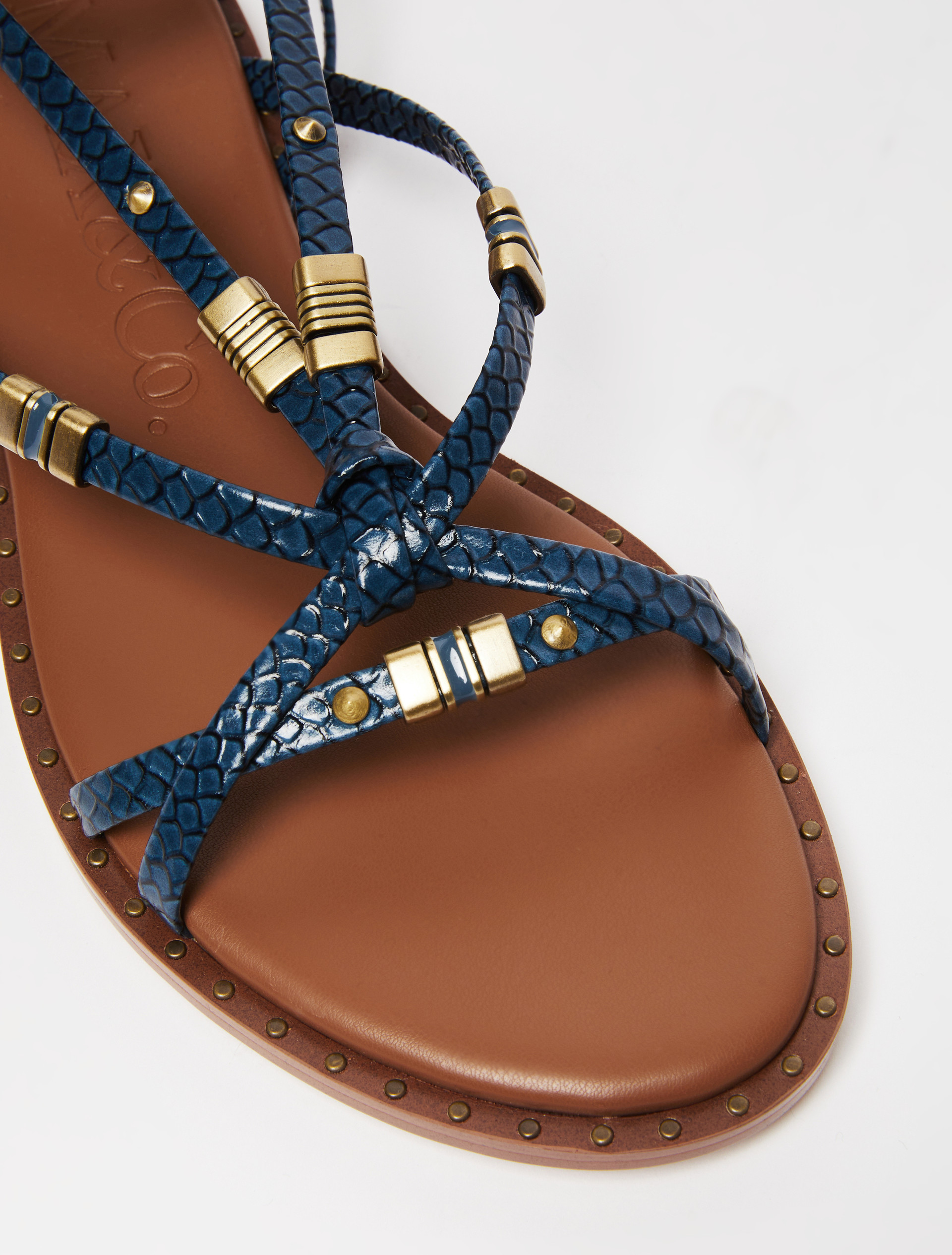 Flache Sandalen aus Leder, ultramarine | MAX&Co 