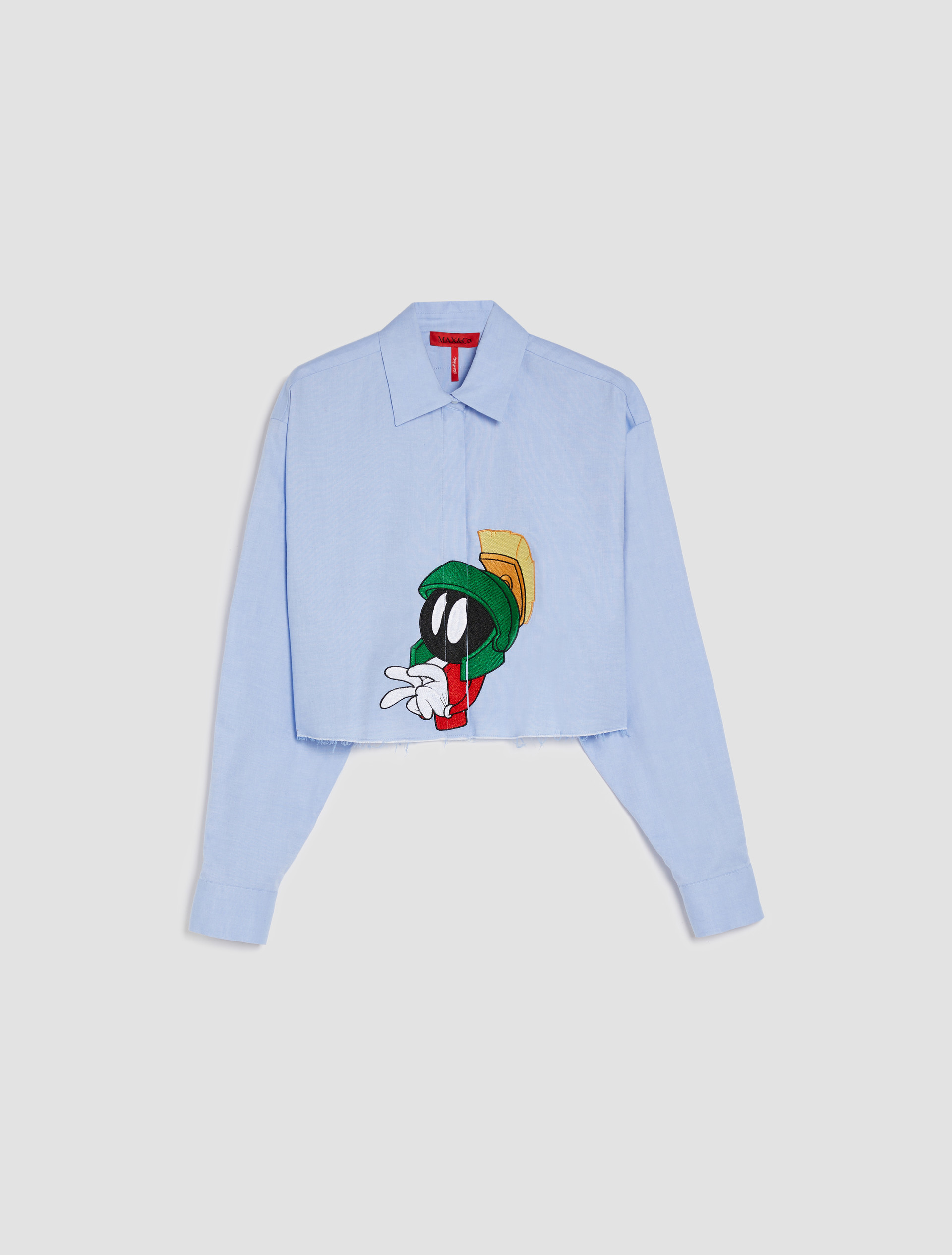 パット] LOONEY TUNES × MAX&Co. クロップド シャツ, ライトブルー 