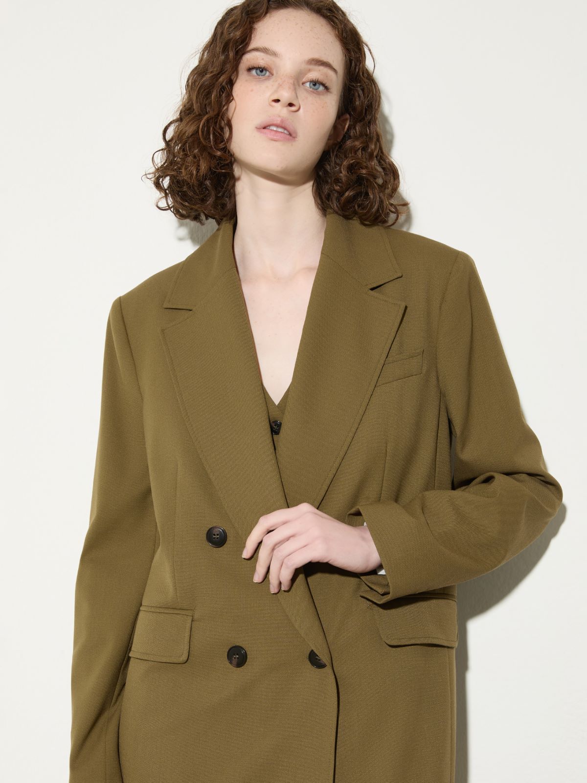 Double-breasted grisaille blazer - KAKI - MAX&Co. - 3