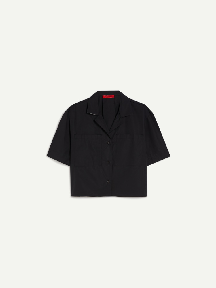 Chemise raccourcie en popeline de coton - NOIR - MAX&Co.