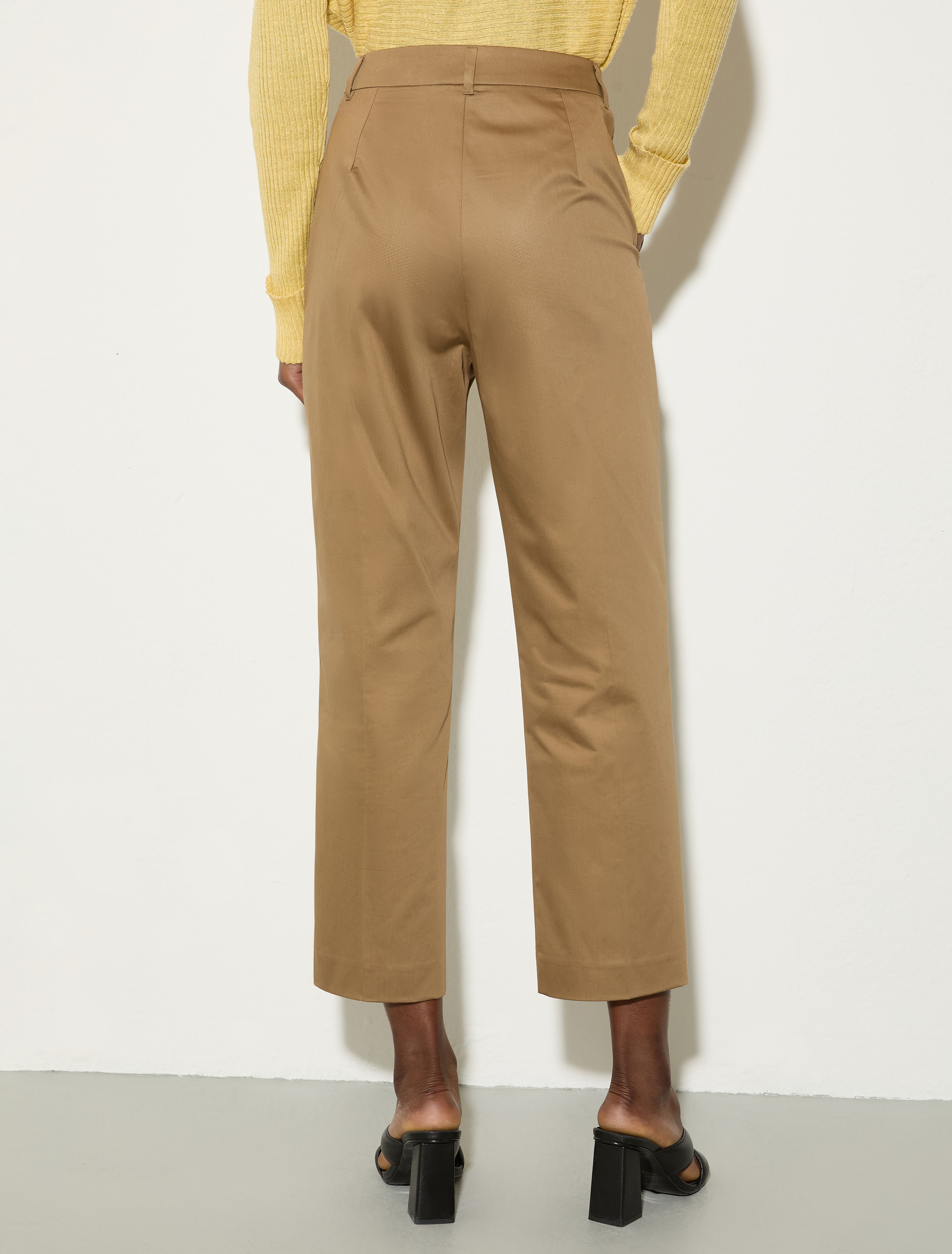 Slim-fit cotton-satin trousers - SAND - MAX&Co. - 2