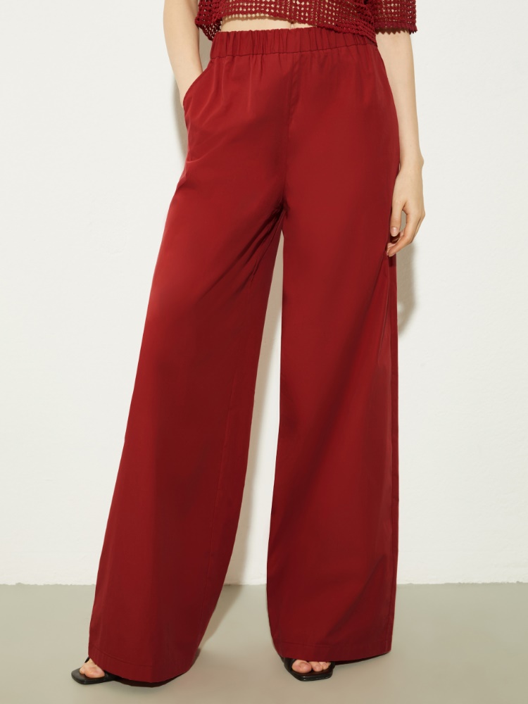 Wide-leg poplin trousers - DARK RED - MAX&Co.