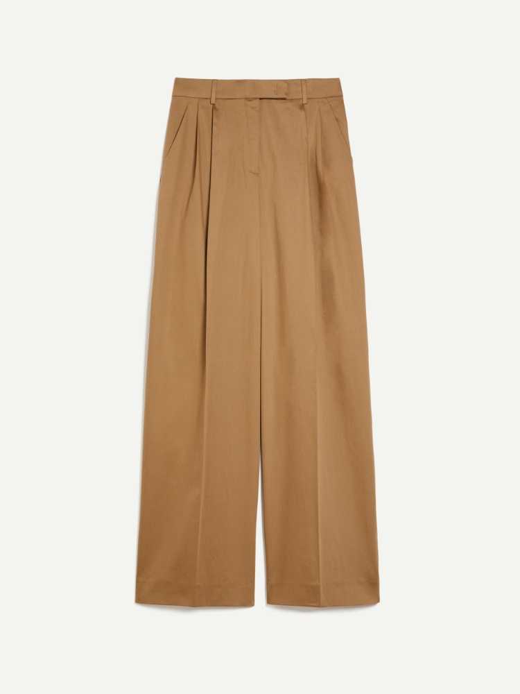 Wide-leg cotton-satin trousers - SAND - MAX&Co.