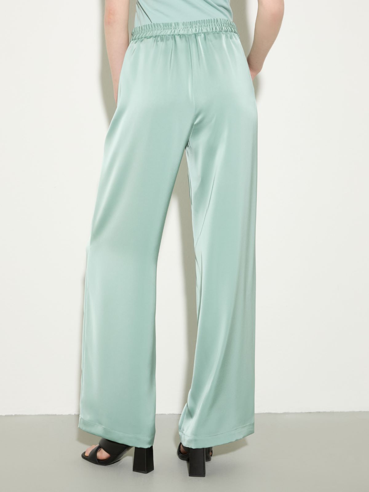 Wide-leg satin trousers - WATER GREEN - MAX&Co. - 2