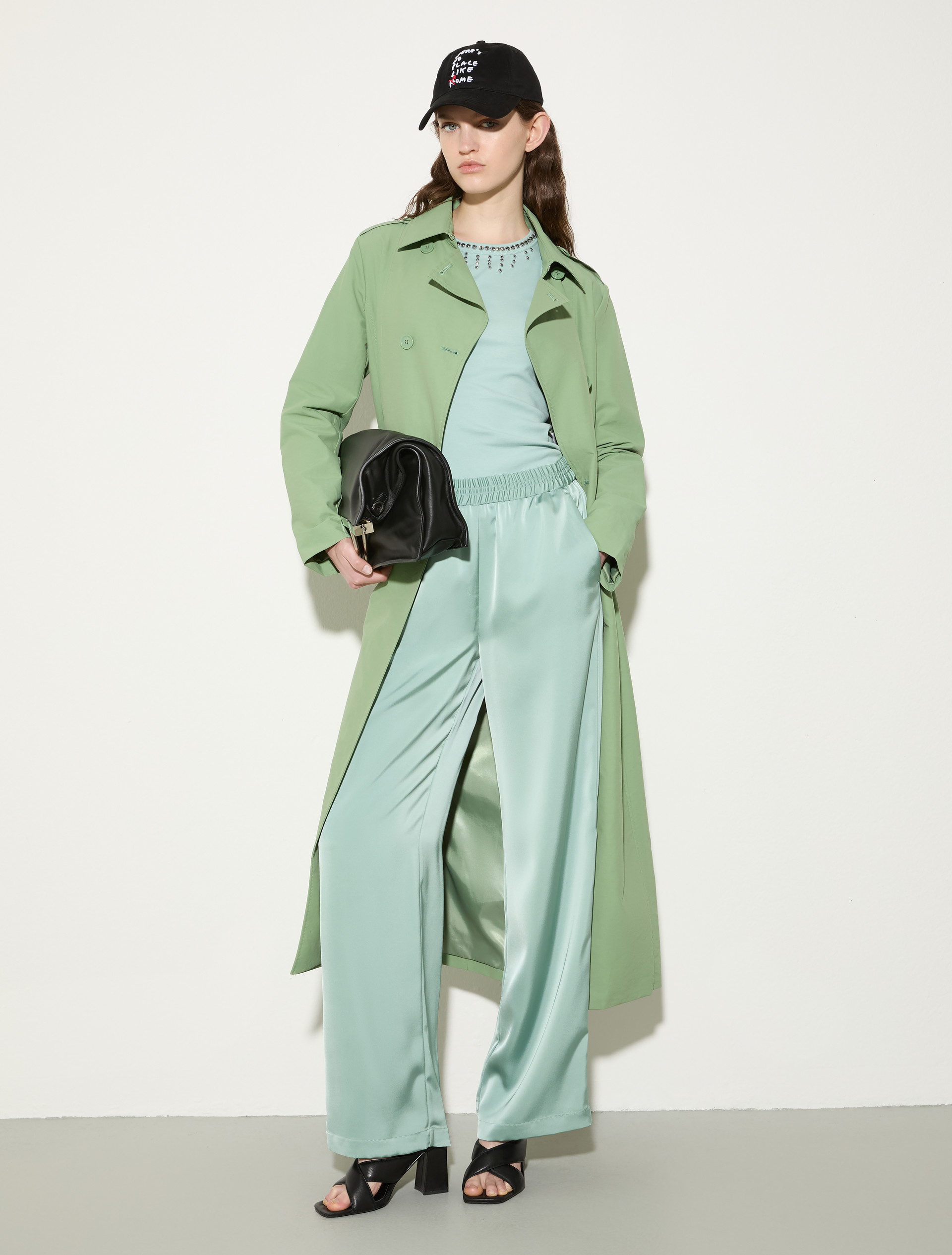 Pantalón de satén con pernera ancha, verde agua | MAX&Co. Pantalón de satén con pernera ancha - VERDE AGUA - MAX&Co. - 4