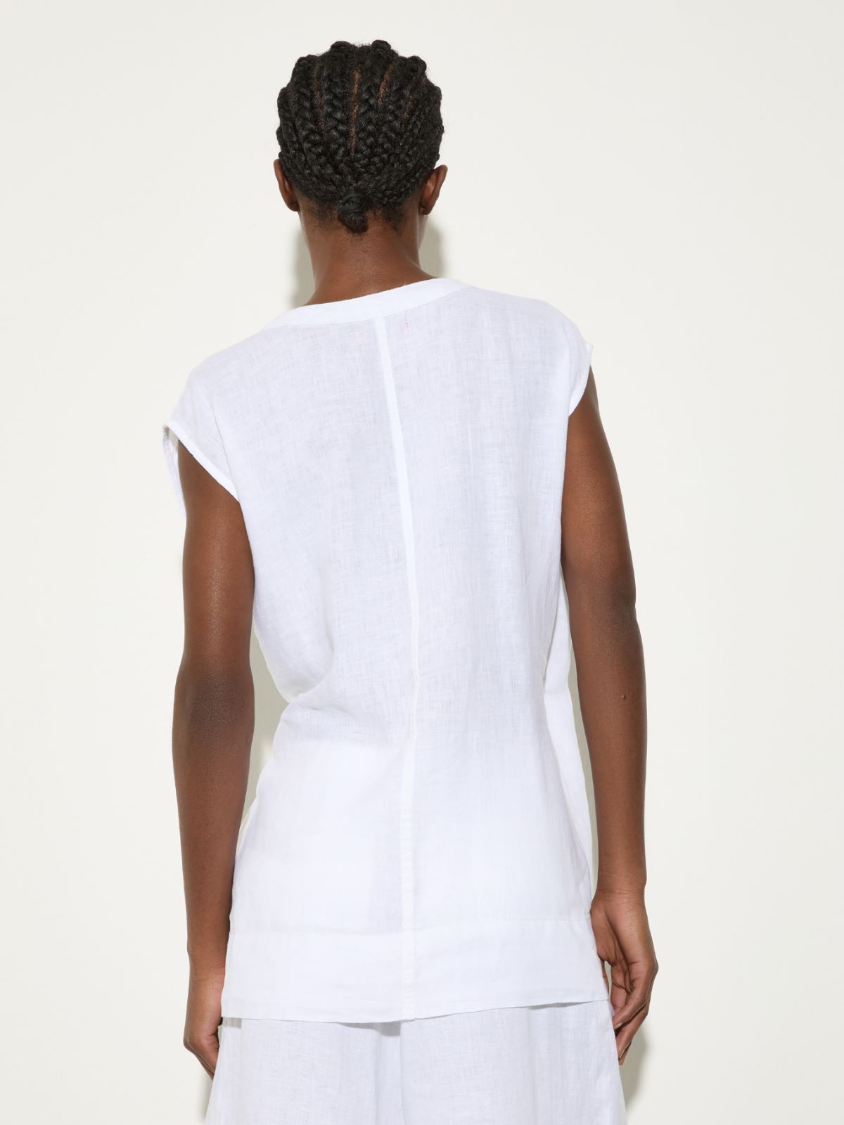 Wrap-front linen waistcoat - OPTICAL WHITE - MAX&Co. - 2